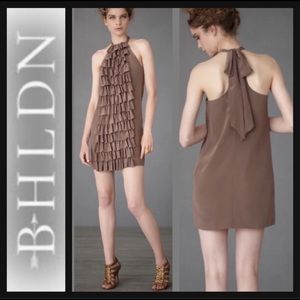 BHLDN Va Et Vien‎ Ruffled 100% Silk Dress Brown Size 2
